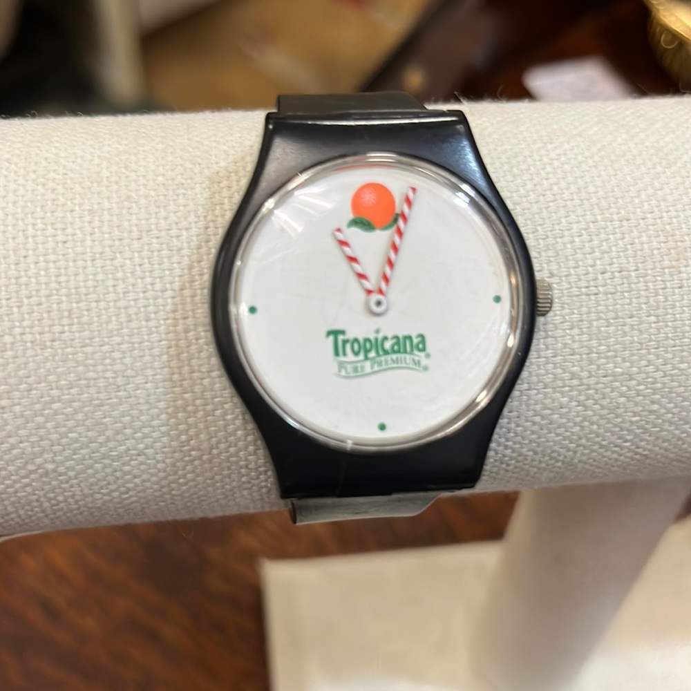 Vintage Tropicana Watch Soft Black Flexible Watch Band New Battery February 2023